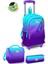 Kids Turkuaz Mor Renk Geçişli Üç Bölmeli Çekçekli 3'lü Çanta Seti SET0123963 1