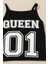 3'lü Queen Baskılı Tshirt Atlet Tayt Siyah Takım 3