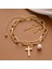 Set-A-Cross Kore Yeni Moda Ins Tarzı Inci Kolye Bilezik Kadınlar Için Basit Vintage Lüks Kaplama Alaşım Bilezik Takı Aksesuarları (Yurt Dışından) 5