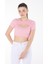 Düz Bisiklet Yaka Kadın Pembe Crop - 25852 1