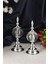 Alem Biblo 2'li Dekoratif Metal Kristal Cam Küre Biblo Gümüş Renk 2