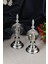 Alem Biblo 2'li Dekoratif Metal Kristal Cam Küre Biblo Gümüş Renk 3