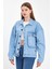 Kadın Jeanmove Oversize Pamuklu Rahat Kot Ceket Buz Mavi 2