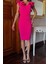 Fuşya Sırt Çapraz Fırfırlı Abiye Elbise P-00011707 3