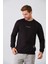 Erkek Nakışlı Slim Fit Bisiklet Yaka Sweatshirt 3 Iplilk Şardonlu Kumaş 4