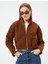 Peluş Bomber Ceket Crop Fermuarlı Cepli Rahat Kalıp 4