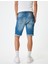 Slim Fit Kot Şort Bermuda Katlama Paçalı Düğme Detaylı 4