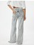 Standart Bel Kot Pantolon Geniş Paça Yıkamalı Pamuklu - Bianca Wide Leg Jeans 4