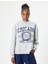 Oversize Sweatshirt Kolej Baskılı Bisiklet Yaka Şardonlu 3