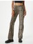 Leopar Desenli Kot Pantolon Standart Bel Düz Paça - Bianca Jeans 3