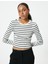 Uzun Kollu Crop T-Shirt Bisiklet Yaka Slim Fit Pamuklu 1