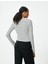 Uzun Kollu Crop T-Shirt Bisiklet Yaka Slim Fit Pamuklu 4