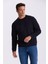 Lacivert Slim Fit Bisiklet Yaka Basic Pamuklu Likralı Sweatshirt 1