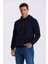 Lacivert Slim Fit Kapüşonlu Baskılı %100 Pamuk Sweatshirt 1