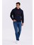 Lacivert Slim Fit Kapüşonlu Baskılı %100 Pamuk Sweatshirt 2