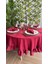 Soft Kumaş Leke Tutmaz Vintage Bordo Yuvarlak Fırfırlı Masa Örtüsü 5