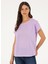 Bisiklet Yaka Lila Kadın T-Shirt POSY 3