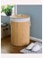 Katlanabilir Bambu Çamaşır Sepeti Yuvarlak 35X57 cm Banyo Çamaşır Kirli Sepeti Çok Amaçlı Hasır Düzenleme Oyuncak Sepeti 3