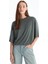 Pau - Modal Kumaş Düz Oversize T-Shirt - Haki 1