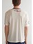 Erkek Krem Oversize Fit Bisiklet Yaka Logolu T-Shirt 4