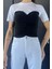 Kadın Siyah-Beyaz Renk Sandy Karnili Dar Kalıp Crop Tişört T-Shirt 2