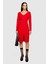 Viskoz Karışımlı V Yaka Uzun Kollu Crep Elbise Kadın Kırmızı T-Shirt - 323A43Q3LV04P 1