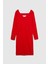 Viskoz Karışımlı V Yaka Uzun Kollu Crep Elbise Kadın Kırmızı T-Shirt - 323A43Q3LV04P 2