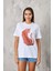 Leopar Tasarım Baskılı Beyaz Kadın T-Shirt 2
