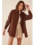 Kadın Kahverengi Oversize Uzun Basic Gömlek HZL22W-BD139001 2