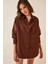 Kadın Kahverengi Oversize Uzun Basic Gömlek HZL22W-BD139001 3