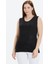 Büyük Beden Önü Sim Varaklı Kolsuz Penye Bluz 1