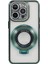 iPhone 12 Pro Max Için Tpu Kılıf Rhinestones Lens Çerçeve Halkası Kickstand Telefon Kapağı-Gece Yarısı Yeşili (Yurt Dışından) 1