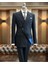 Italyan Stil Slim Fit Çizgili Kruvaze Ceket Pantolon Takım Elbise Lacivert T11687 1