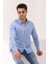 Mavi Ekose Kareli Şeritli Regular Erkek Gömlek 1