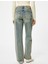 Düz Paça Kot Pantolon Düğmeli - Eve Straight Jeans 4