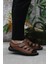 106 Taba Kale Comfort Deri Erkek Sandalet 1