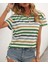 Kadın Kısa Kollu V Yaka Çizgili Süprem T-Shirt 3