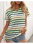 Kadın Kısa Kollu V Yaka Çizgili Süprem T-Shirt 4