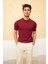 Erkek Bordo Kısa Kollu Fitilli Akrilik-Pamuk Karışımlı Triko T-Shirt 1