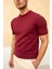 Erkek Bordo Kısa Kollu Fitilli Akrilik-Pamuk Karışımlı Triko T-Shirt 4