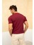 Erkek Bordo Kısa Kollu Fitilli Akrilik-Pamuk Karışımlı Triko T-Shirt 5