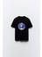 Disko Topu Tasarım Baskılı Siyah Kadın T-Shirt 1