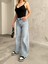 kadın Soluk Efekt Vintage Yüksek Bel Wide Leg Jeans 1