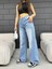 kadın Soluk Efekt Vintage Yüksek Bel Wide Leg Jeans 1