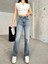 kadın Soluk Efekt Vintage Yüksek Bel Wide Leg Jeans 2