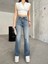 kadın Soluk Efekt Vintage Yüksek Bel Wide Leg Jeans 4