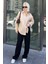 Mad Girls Bej Oversize Gömlek MG1369 5