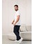 Bisiklet Yaka Önü Baskılı Pamuklu Basic Regular Fit T-Shirt 4