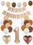 Retro Kalp Folyo Balon Kraft Happy Birthday Yazı Satin Rakam Folyo Balon Seti 1