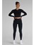 Siyah Darkalıp Parmak Geçmeli Spor Body Crop Bluz 1